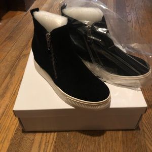 Steve Madden Wedgie black suede sneaker